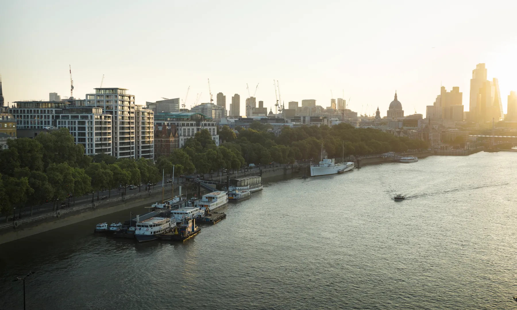 River Thames view from 180 The Thames at golden hour.